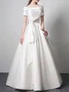 Ball Gown/Princess Off-the-shoulder Satin Floor-length Wedding Dress With Bow #UKM00028276