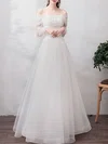 Ball Gown/Princess Off-the-shoulder Tulle Floor-length Wedding Dress #UKM00028279