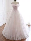 Ball Gown/Princess Square Neckline Tulle Floor-length Wedding Dress With Pearl Detailing #UKM00028282