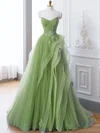 Princess V-neck Tulle Ruffle Prom Dresses With Appliques #UKM020122501