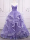Princess V-neck Tulle Ruffle Prom Dresses #UKM020123034