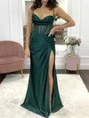 Sheath/Column Sweetheart Satin Corset Prom Dresses With Ruched #UKM020123559