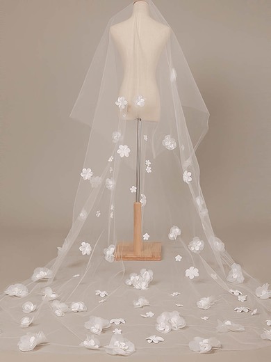 Gorgeous One-tier Cathedral Wedding Veils with Cut Edge #03010006