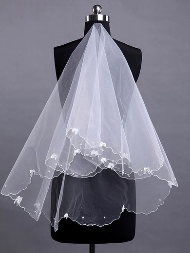 Two-tier Tulle Elbow Veils with Scalloped Edge #03010009