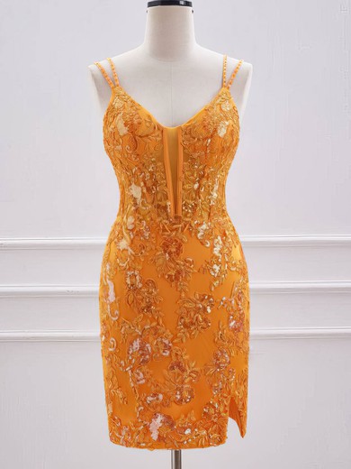 Corset Orange Bodycon Glitter Lace Sequin Dress PT02052463