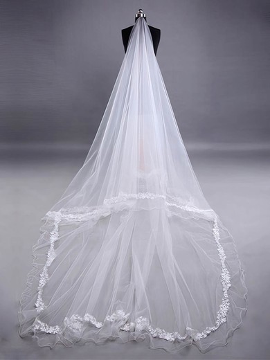 Two-tier Appliques Cathedral Veils with Pencil Edge #03010019