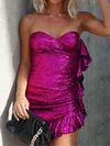 Sparkly Fuchsia Fitted Ruffle Sequin Dress PT02053578