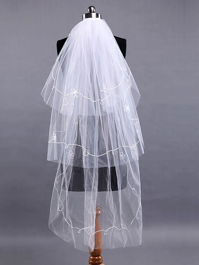 Fashion Three-tier Fingertip Wedding Veils with Cut Edge #03010021