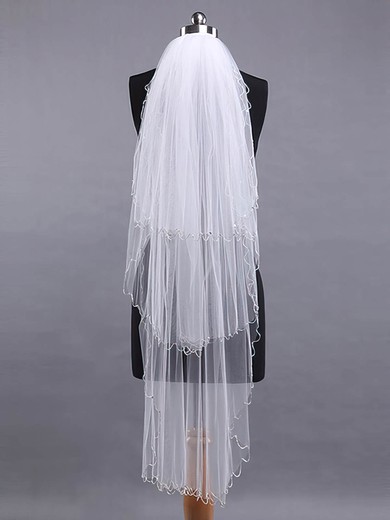 Three-tier Tulle Fingertip Veils with Pencil Edge #03010022