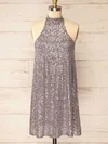 Sparkly Fitted High Neck Sequin Dress PT02052749