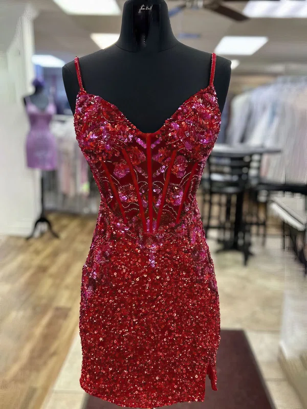 Corset Red Bodycon Beaded Sequin Dress PT02052509