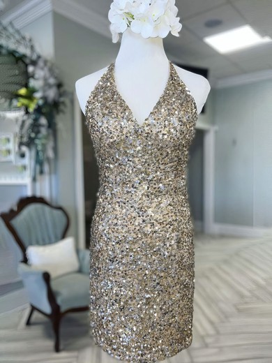 Sparkly Bodycon Halter Sequin Dress PT02052534