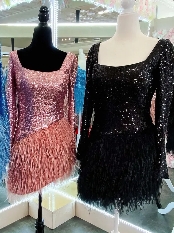 Sparkly Bodycon Feathers Sequin Dress PT02052560