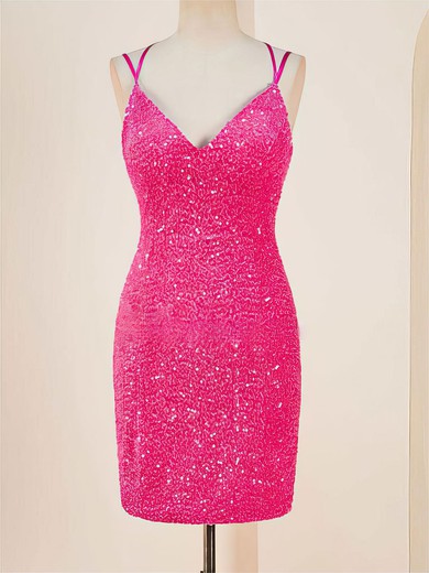 Sparkly Bodycon V-neck Lace-Up Sequin Dress PT02052596