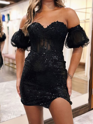 Corset Black Bodycon Appliques Sequin Dress PT02051916