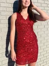 Sparkly Bodycon V-neck Sequin Dress PT020107736