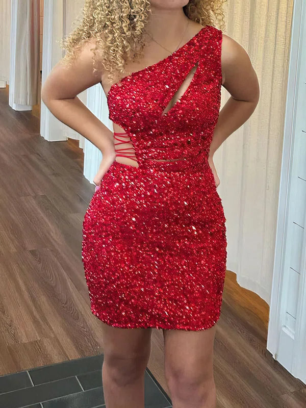 Sparkly Bodycon One Shoulder Cut Out Sequin Dress PT02053502