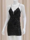 Sparkly Black Bodycon Floral Sequin Dress PT02054203