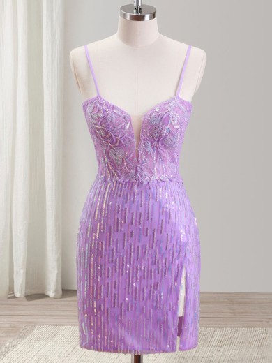 Sparkly Lilac Bodycon Appliques Sequin Dress PT02054250