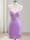 Sparkly Lilac Bodycon Appliques Sequin Dress PT02054250