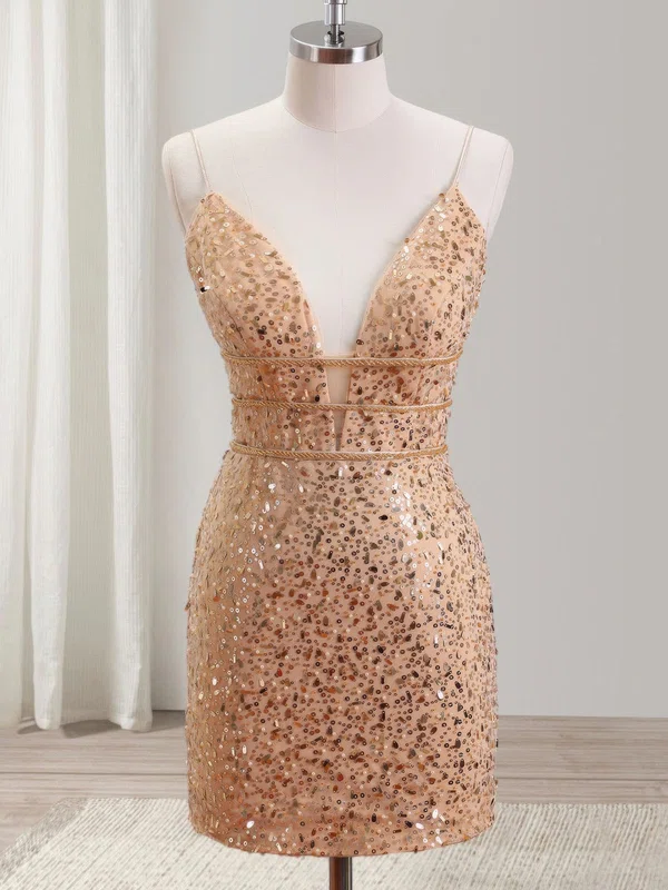 Sparkly Bodycon V-neck Sequin Dress PT02054257