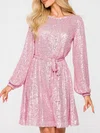 Sparkly Skater Long Sleeve Sequin Dress PT02052907