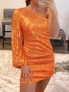 Sparkly Bodycon One Shoulder Sequin Dress PT02054640