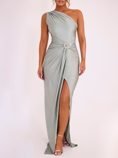 Sheath/Column One Shoulder Jersey Ruched Formal Dress PT02026081