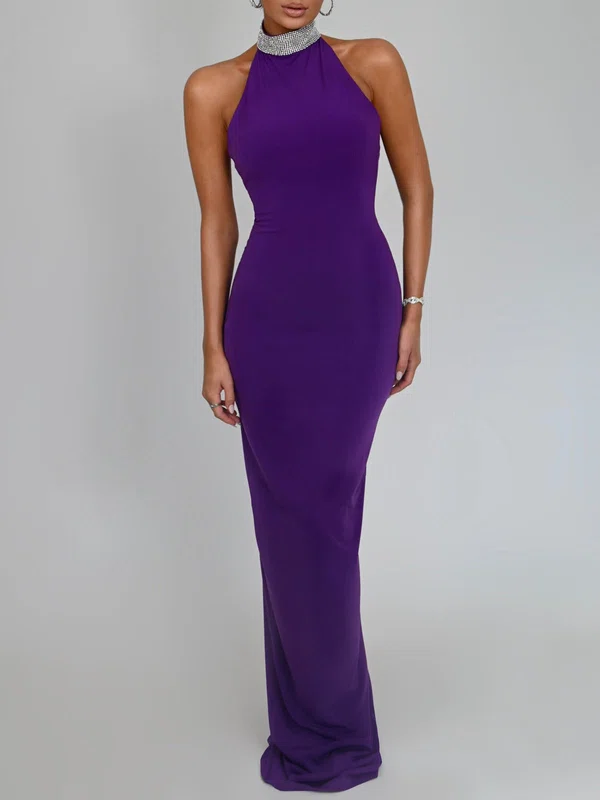 Sheath/Column High Neck Split Jersey Formal Dress PT02026097