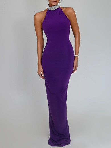 Sheath/Column High Neck Split Jersey Formal Dress PT02026097