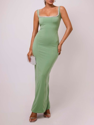 Sheath/Column Square Neckline Split Jersey Formal Dress PT02026116