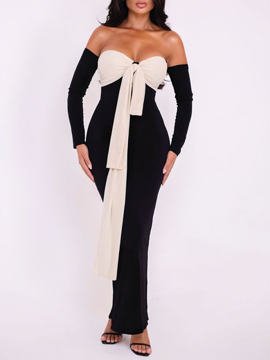 Off Shoulder Jersey Long Sleeve Formal Dress PT02026133
