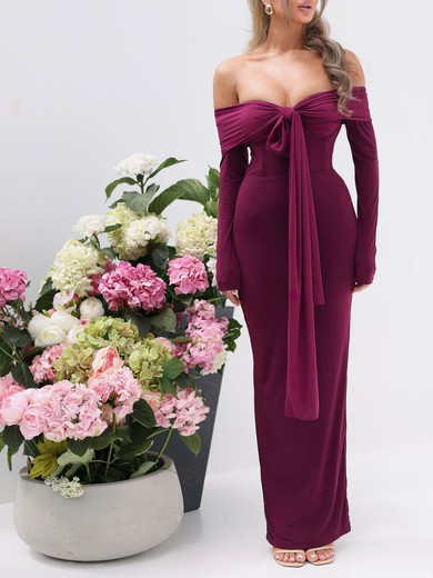 Off Shoulder Jersey Long Sleeve Formal Dress PT02026134