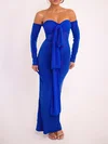 Off Shoulder Jersey Long Sleeve Formal Dress PT02026135