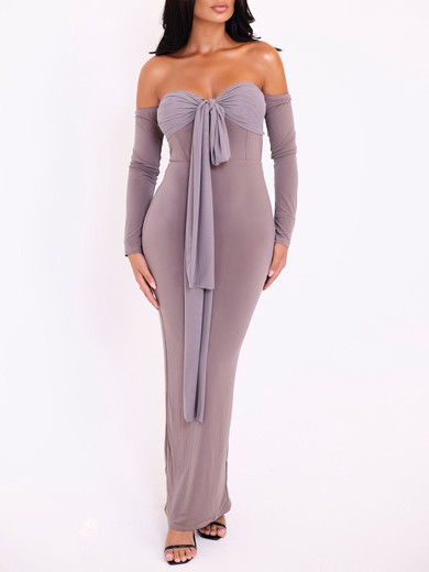 Off Shoulder Jersey Long Sleeve Formal Dress PT02026136