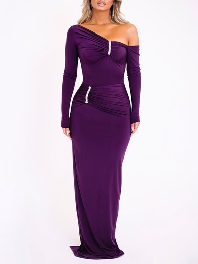 Asymmetrical Neck Jersey Split Long Sleeve Formal Dress PT02026140