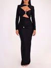 Cut Out Ruched Jersey Long Sleeve Formal Dress PT02026145