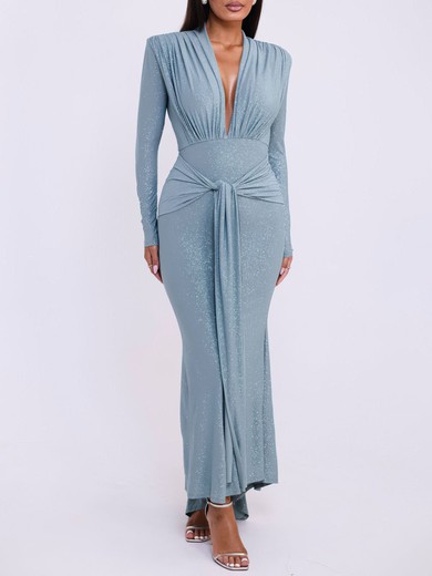 V-neck Glitter Long Sleeve Formal Dress PT02026152