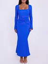 Square Neckline Jersey Long Sleeve Formal Dress PT02026163