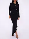 Cut Out Jersey Long Sleeve Asymmetrical Formal Dress PT02026170
