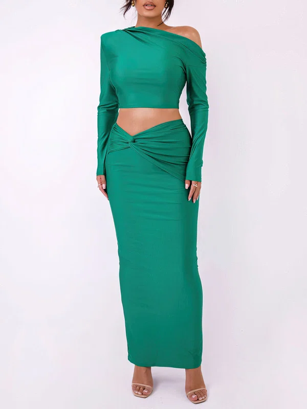 Two Piece Jersey Long Sleeve Formal Dress PT02026177