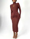 Cut Out High Neck Jersey Long Sleeve Formal Dress PT02026202