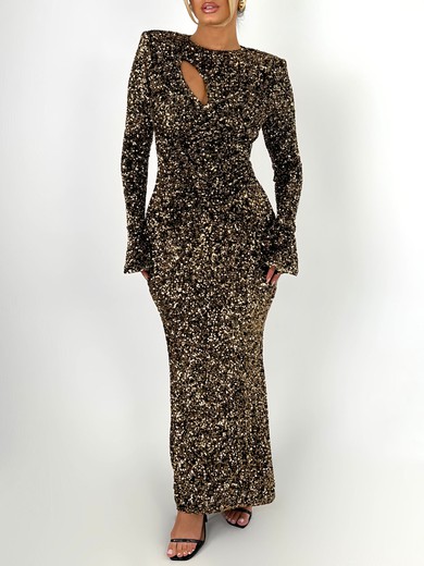 Cut Out Long Sleeve Velvet Sequin Formal Dress PT02026208