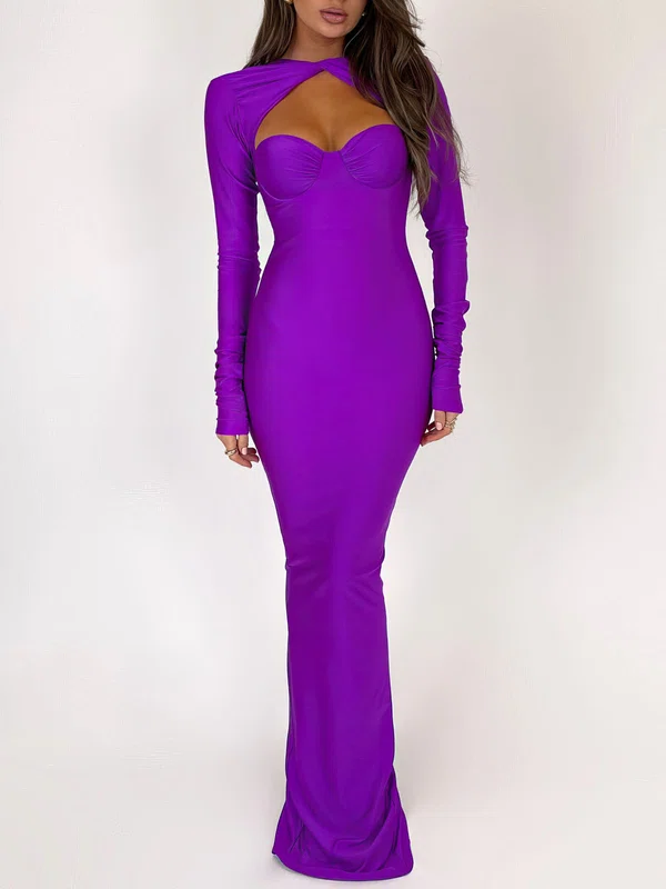 Cut Out Long Sleeve Jersey Formal Dress PT02026215