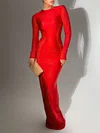 Scoop Neck Jersey Long Sleeve Formal Dress PT02026220
