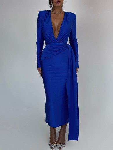 V-neck Ruched Jersey Long Sleeve Formal Dress PT02026225