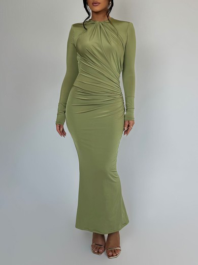 Long Sleeve High Neck Jersey Ruched Formal Dress PT02026231