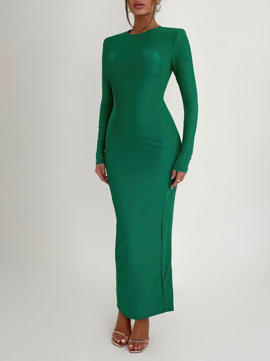 Hunter Long Sleeve Sheath/Column Scoop Neck Split Jersey Formal Dress PT02026239
