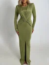 Long Sleeve Sheath/Column Scoop Neck Jersey Split Formal Dress PT02026248