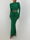 Hunter Two Piece Long Sleeve Sheath/Column Glitter Formal Dress PT02026263